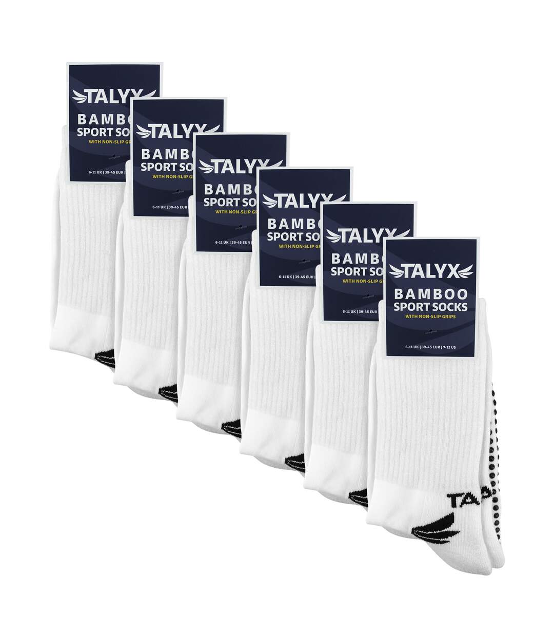 TALYX - Lot de 6 Chaussettes Montantes Homme Bambou Antidérapantes-2