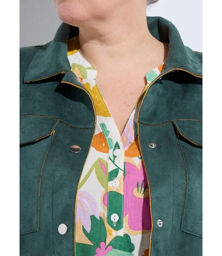 Veste en suédine détails contrastants