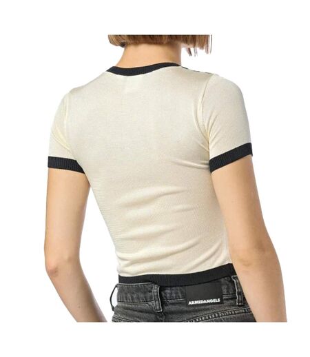 Top ecru/noir femme adidas knitted 3s tee