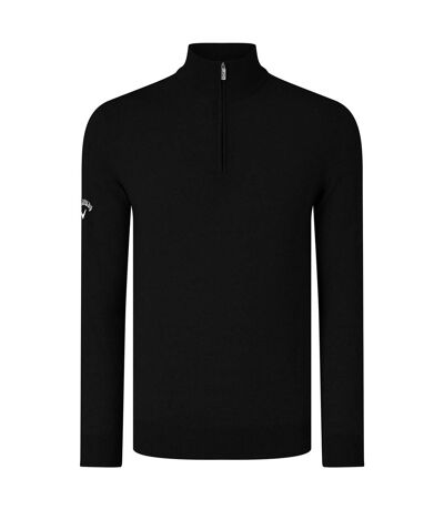 Callaway Mens Ribbed Zip Merino Sweater (Black Onyx)