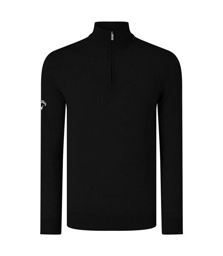 Callaway Mens Ribbed Zip Merino Sweater (Black Onyx) - UTRW6252
