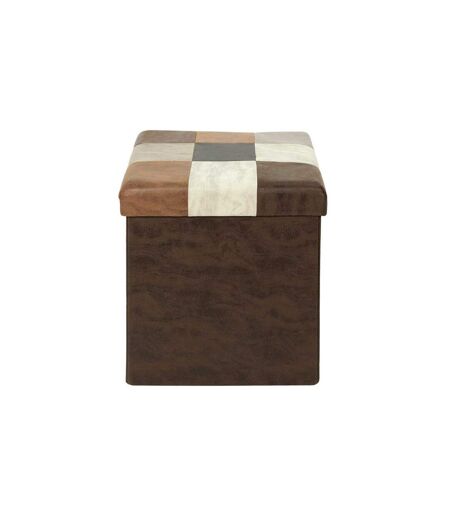 Pouf Coffre Pliable Patchwork Loic 38cm Marron