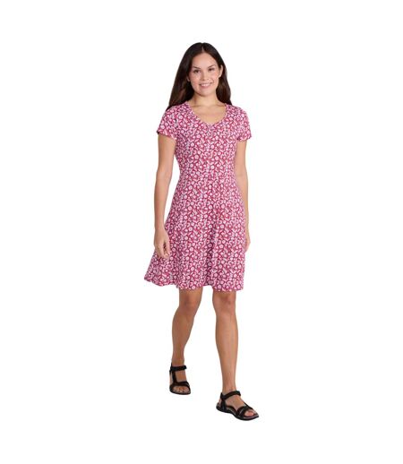 Womens/ladies Essentials Lora Stripe V Neck Skater Dress Dark Burgundy Mountain Warehouse