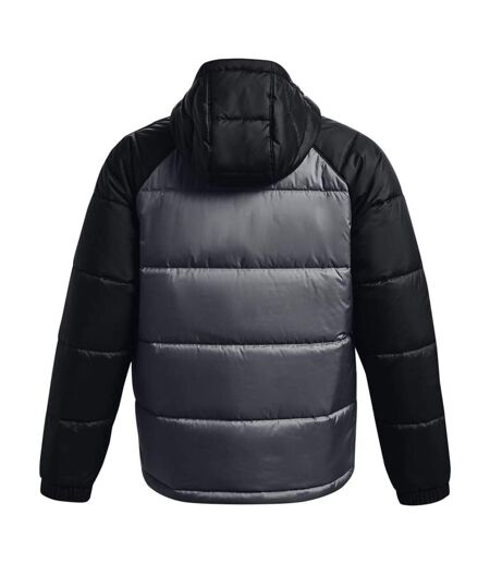Mens Insulated Hooded Jacket Black Grey Under Armour