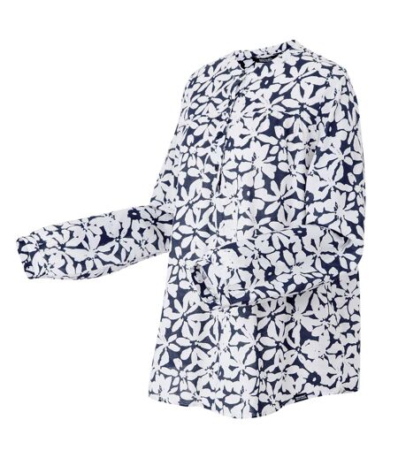 Womens/ladies Natine Large Floral Lightweight Shirt Navy White Regatta