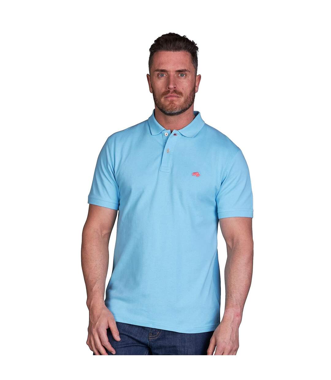 Mens Classic Organic Polo Shirt Sky Blue Raging Bull-4