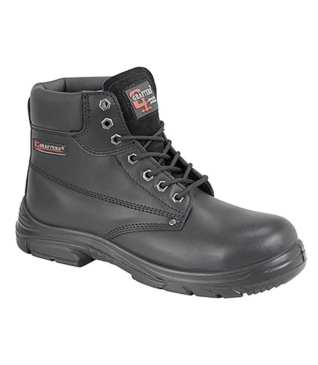 Mens wide fitting lace up safety boots black Grafter