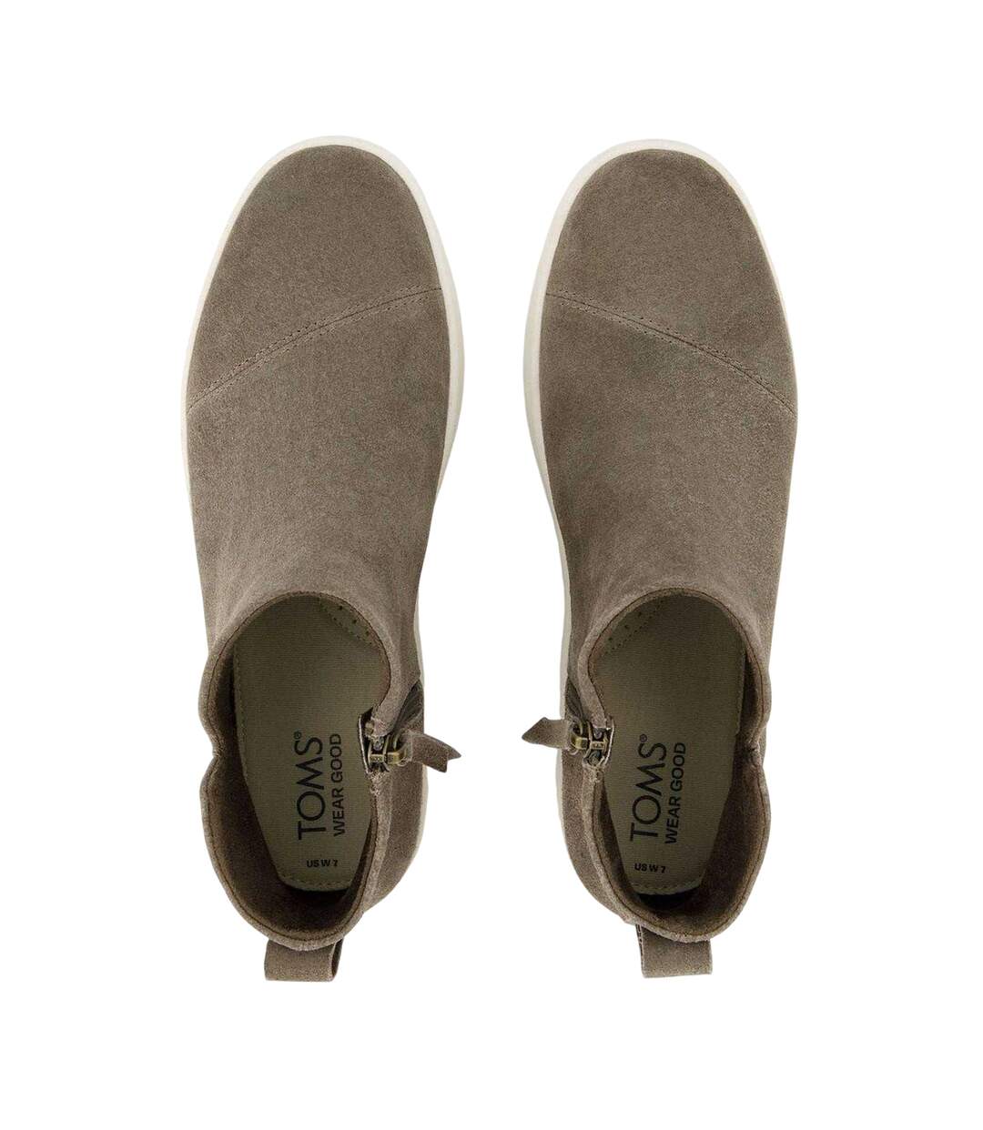 Womens/ladies Minimalist Suede Wedge Mid Boots Green Toms-3