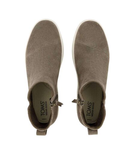 Womens/ladies Minimalist Suede Wedge Mid Boots Green Toms
