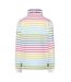 Womens/ladies Colour Block Stripe Button Neck Sweatshirt Rainbow Lazy Jacks-2