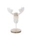Tête d'Élan sur Socle Imitation Fourrure 49cm Écru-3
