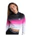Womens/ladies fade crop hoodie black SikSilk-1