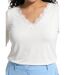 T-shirt court dentelle col V manches longues-4