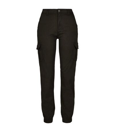 Womens/ladies High Waist Cargo Trousers Black Urban Classics