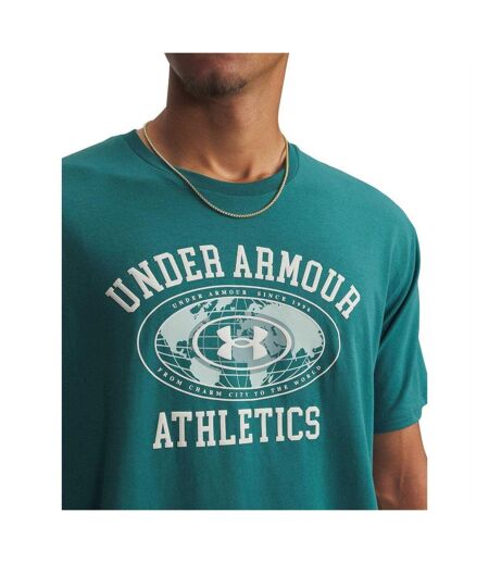 Mens Logo Athletic T-shirt Green White Under Armour
