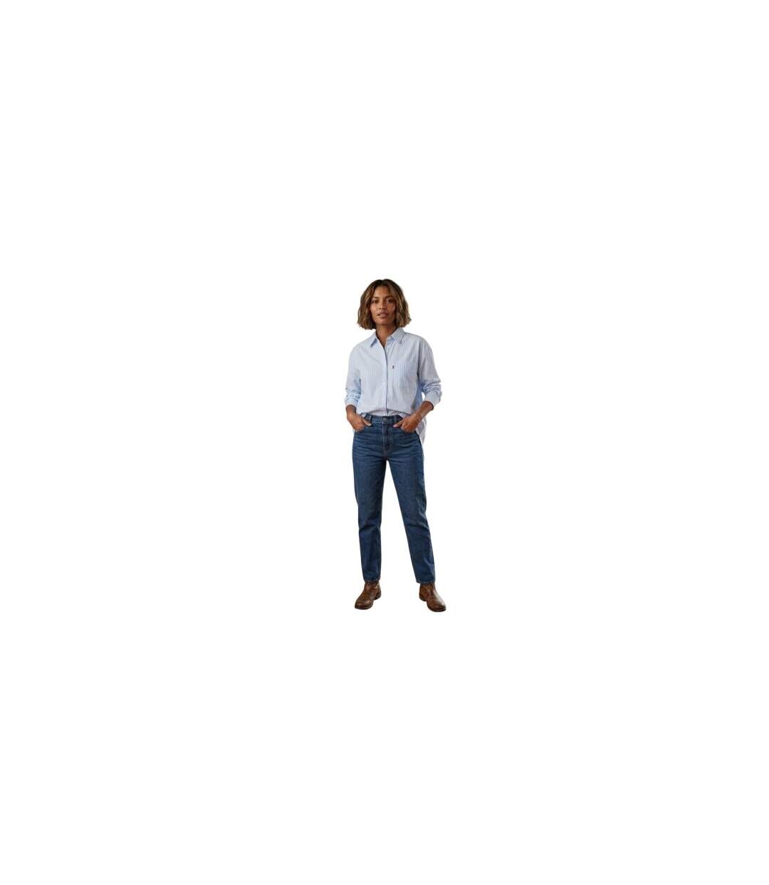 Womens/ladies Lola Oxford Long-sleeved Button-down Shirt Beautiful Blue Levis-1