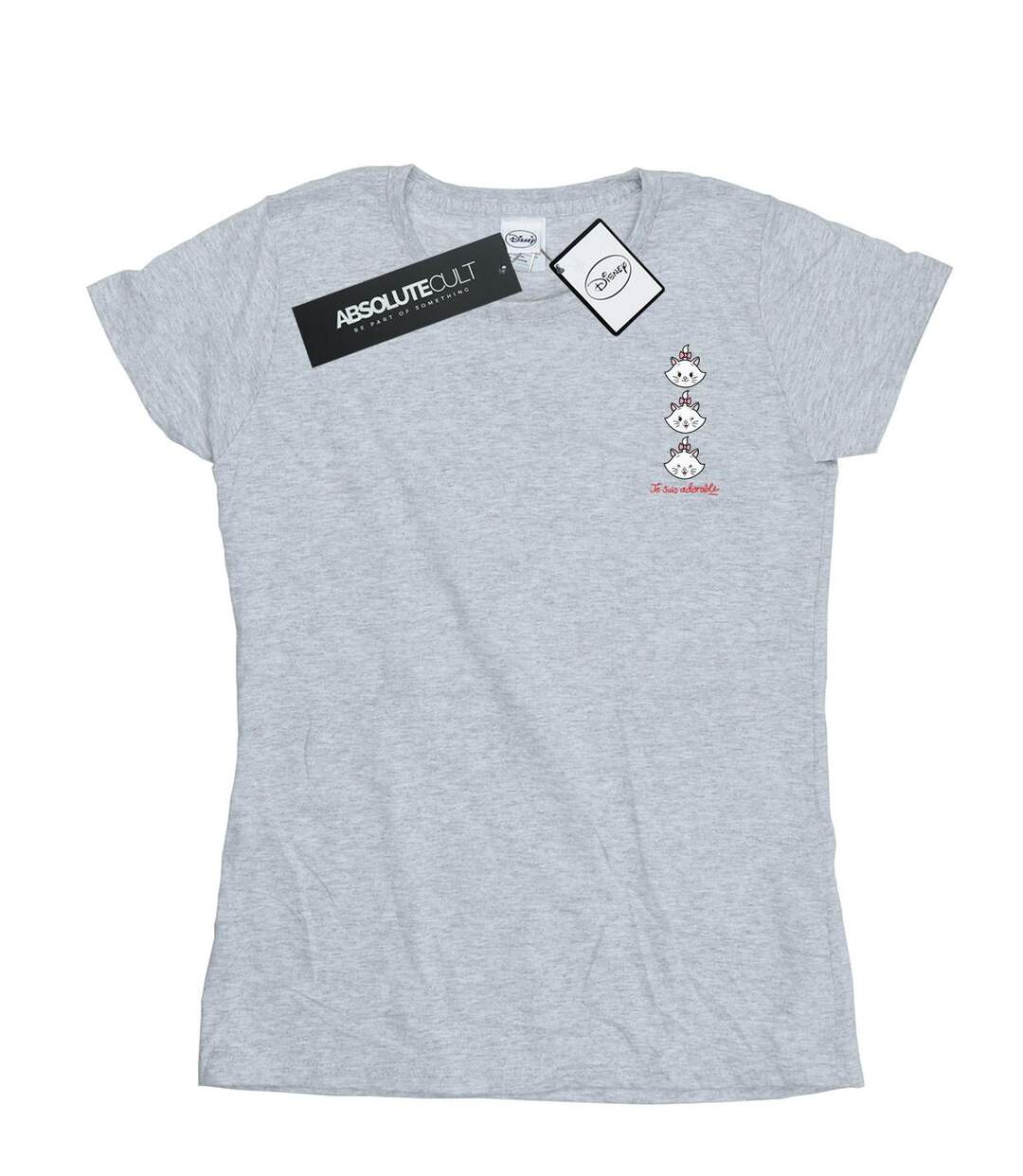 Disney Aristocats Marie - T-shirt en coton imprimé poitrine - Femmes/Dames (Gris sportif) - UTBI15282-1
