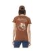T-shirt femme uni col V avec print devant et dos Burn Vondutch-2