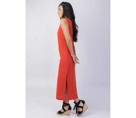 Robe longue larges bretelles CHARLINE unie terracotta Coton Du Monde