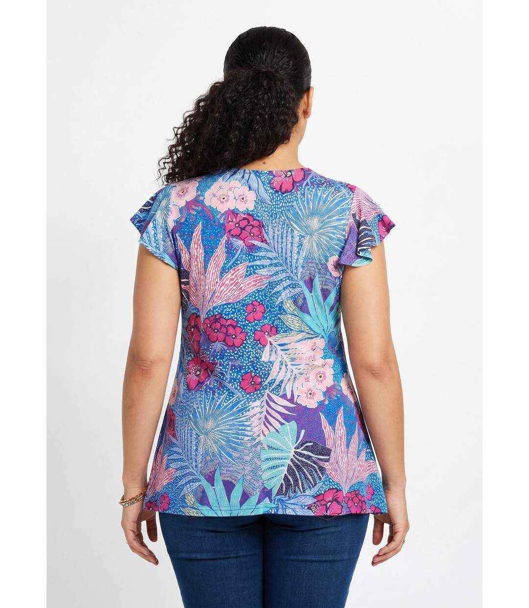 T-shirt long évasé col V drapé-2