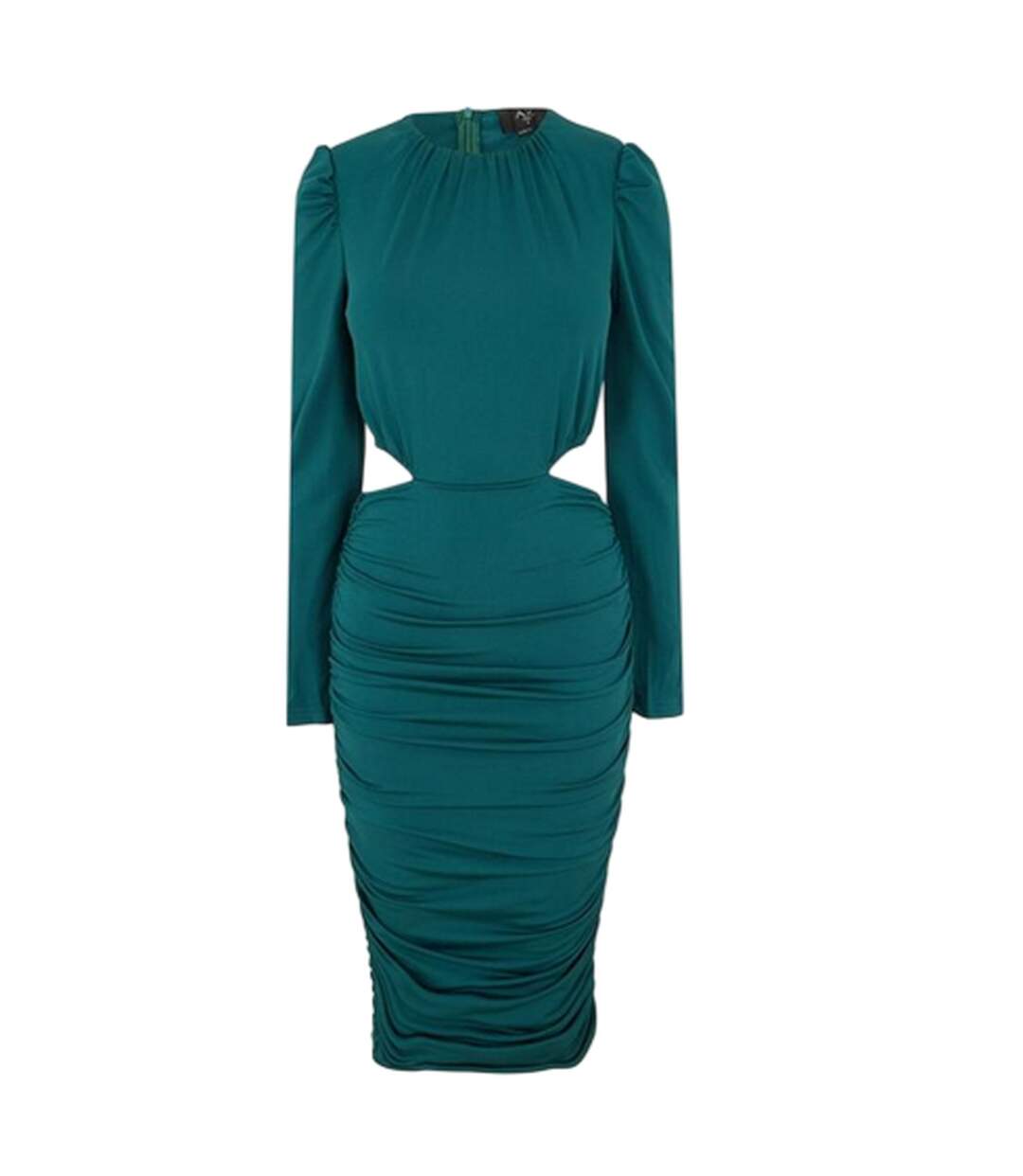 Womens/ladies Cut Out Zipped Long-sleeved Midi Dress Green AX Paris-2