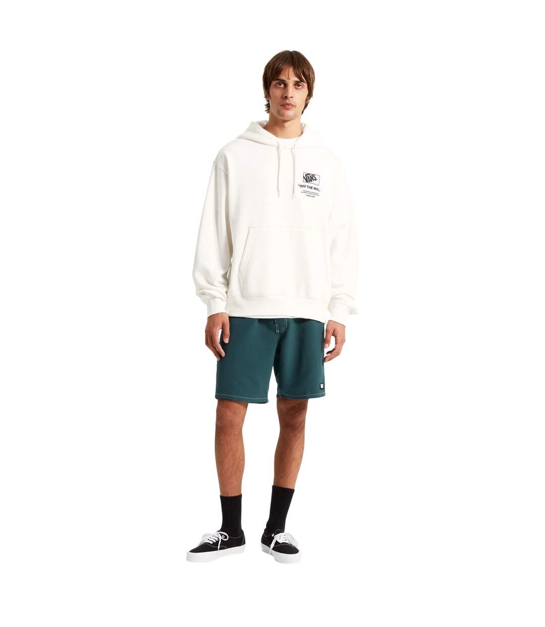 Sweat À Capuche Motif/style Empilé Homme Blanc Vans-1
