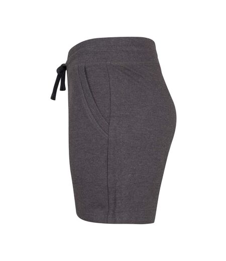 Womens/ladies Terry Heather Plain Shorts Charcoal Build Your Brand