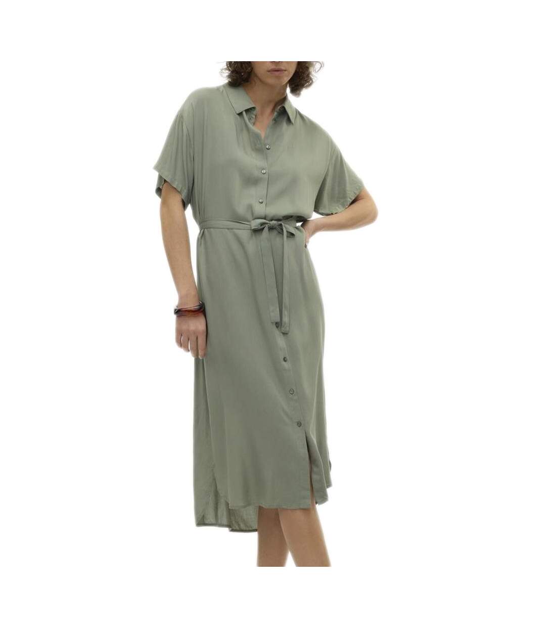 Robe kaki à rayures femme vero moda bumpy-1