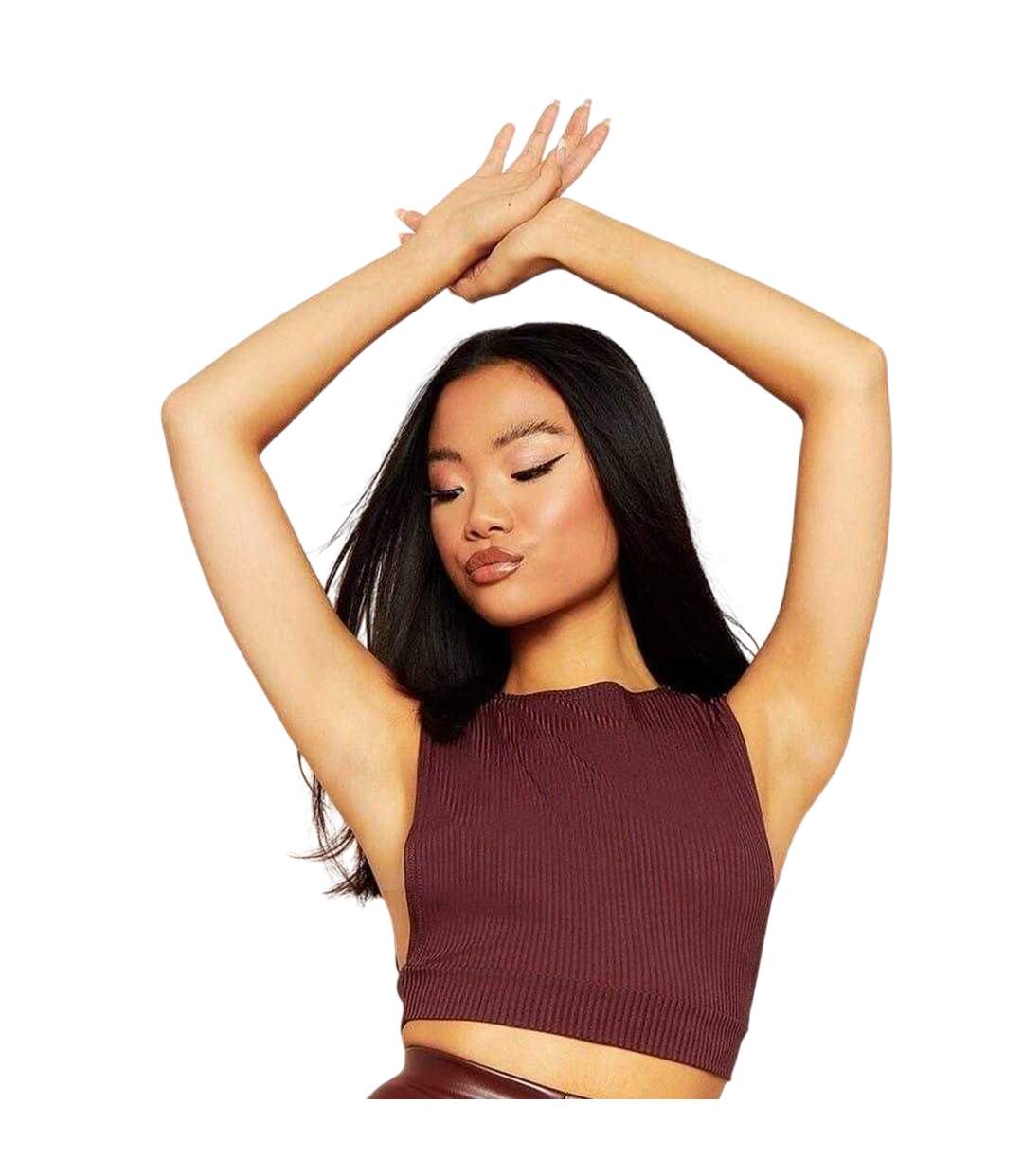 Womens/ladies Ribbed Crop Top Chocolate Missy Empire-2