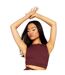 Womens/ladies Ribbed Crop Top Chocolate Missy Empire-2