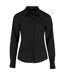 Womens/ladies Poplin Tailored Long-sleeved Shirt Black Kustom Kit-1
