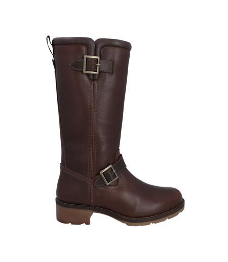 Womens/ladies Iona Tall Leather Knee-high Boots Brown Hunter