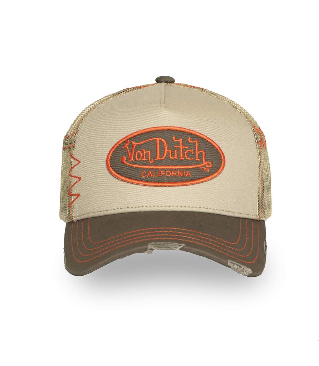 Casquette trucker avec filet adulte effet usé et patch brodé Used Vondutch-2