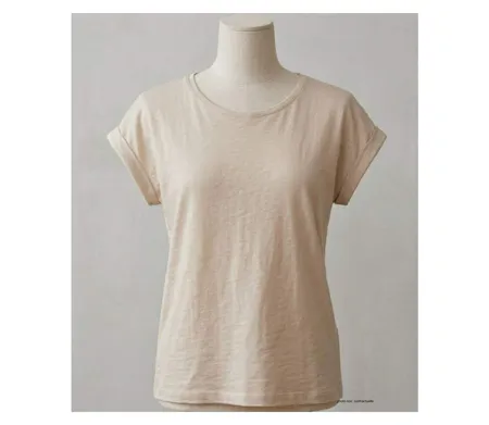 Tee-shirt MAYFLOWER DELHI2 sans manches : l'élégance naturelle en coton flammé beige