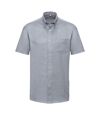 Russell Collection Mens Short Sleeve Easy Care Oxford Shirt (Silver Gray)