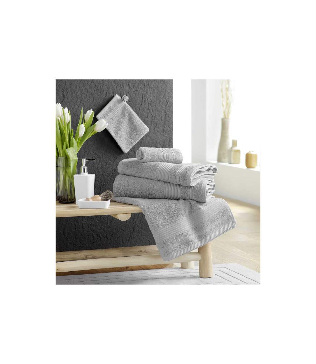 Lot de 2 Gants de Toilette Tendresse 15x21cm Gris Perle-4