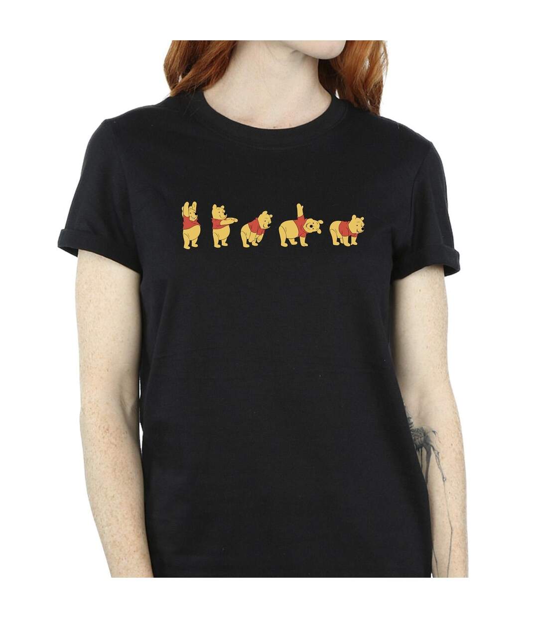 Disney Womens/Ladies Winnie The Pooh Stretching Cotton Boyfriend T-Shirt (Noir) - UTBI47464-3