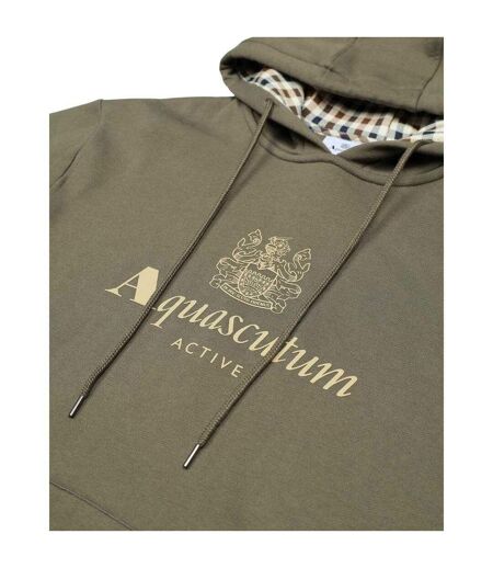 Mens Active Big Logo Hoodie Army Green Aquascutum