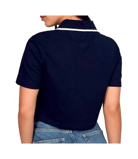 Polo crop top marine femme tommy hilfiger badge - l