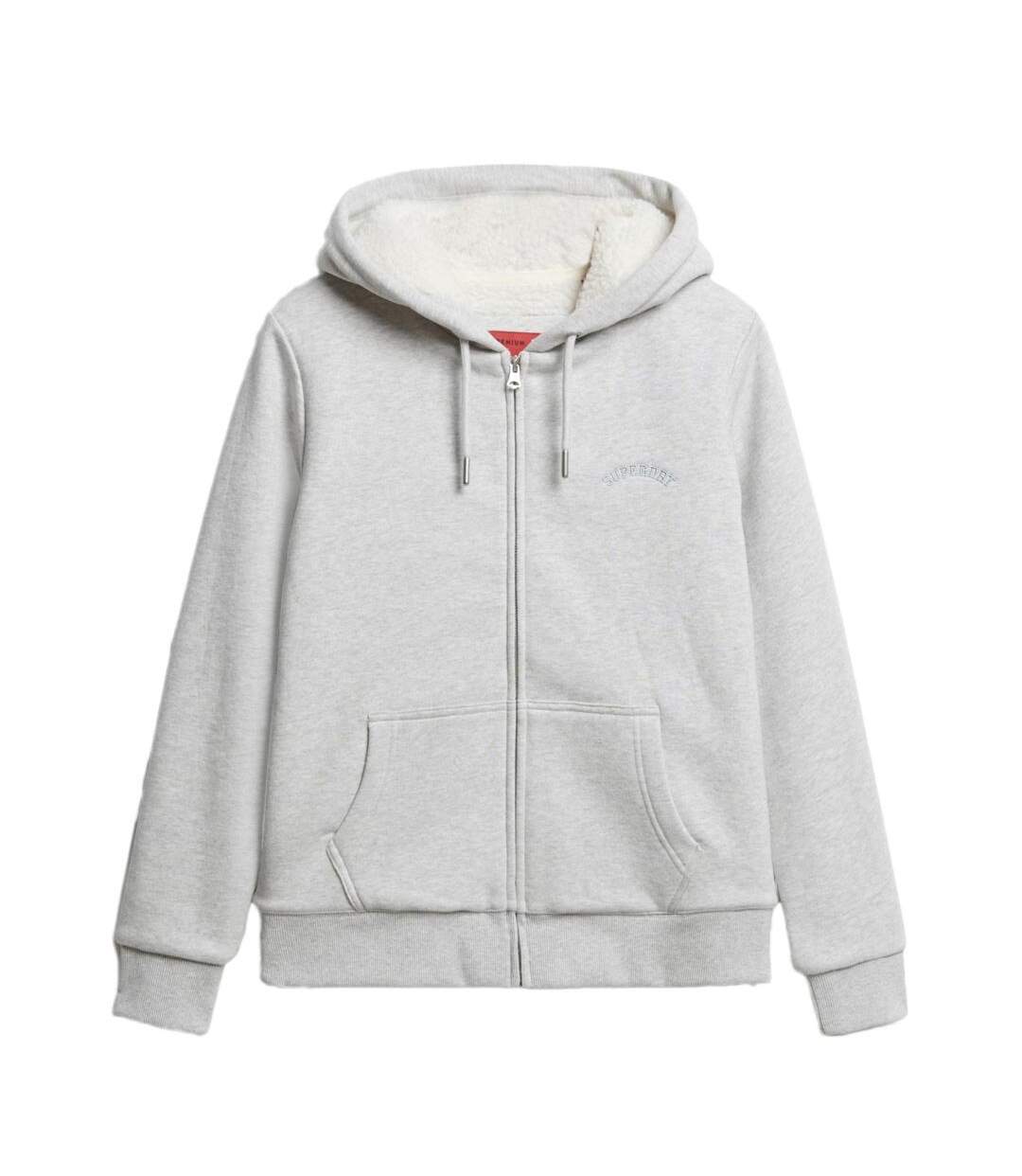 Sweat zippé gris femme superdry borg-2