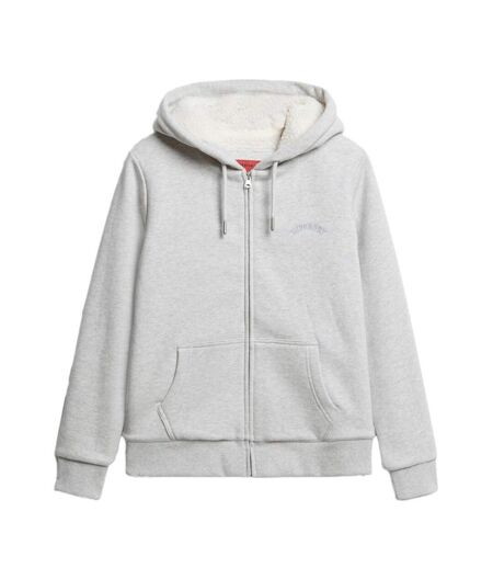 Sweat zippé gris femme superdry borg