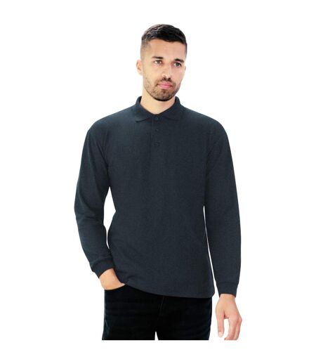 Polo à manches longues homme gris foncé chiné Absolute Apparel