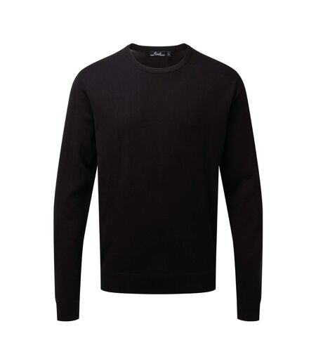 Premier Adults Unisex Cotton Rich Crew Neck Sweater (Black) - UTPC3917