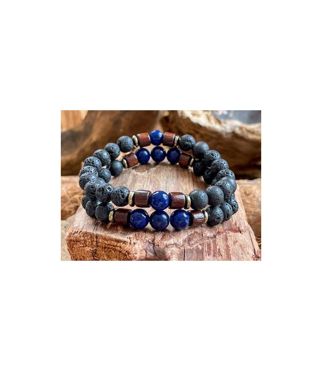 Bracelet magma couple en lapis lazuli-2