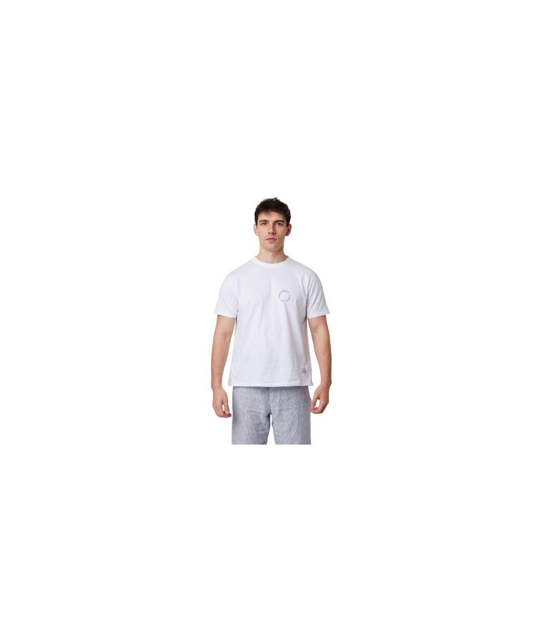 Mens Back Print Cotton T-shirt White Peregrine-1