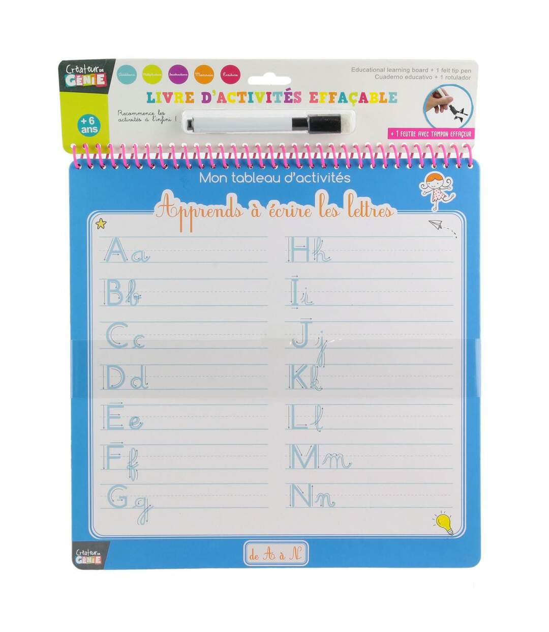 Cahier Éducatif & Feutre Activités 35cm Blanc-2