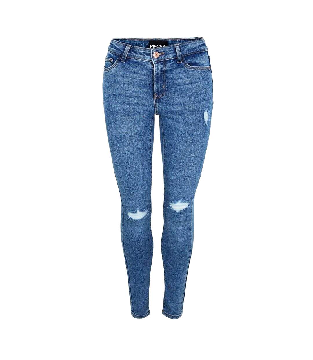 Jean Motif/style Usé Femme Bleu Pieces-2