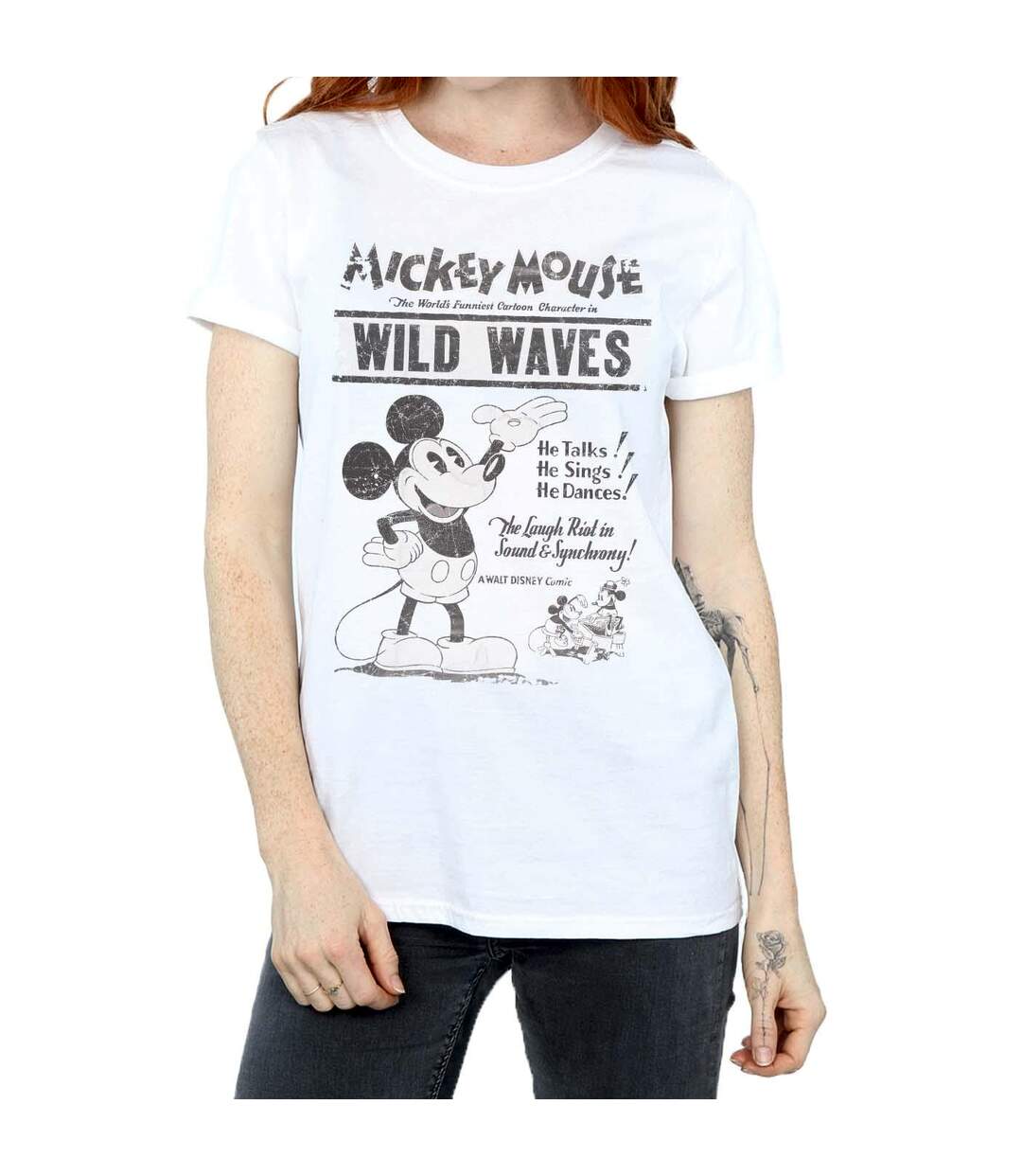 Disney Femmes/Les femmes Mickey Mouse Making Waves - T-shirt boyfriend en coton (Blanc) - UTBI35875-3