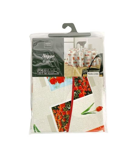 Nappe Toile Cirée Ronde Tulipe 160cm Rouge