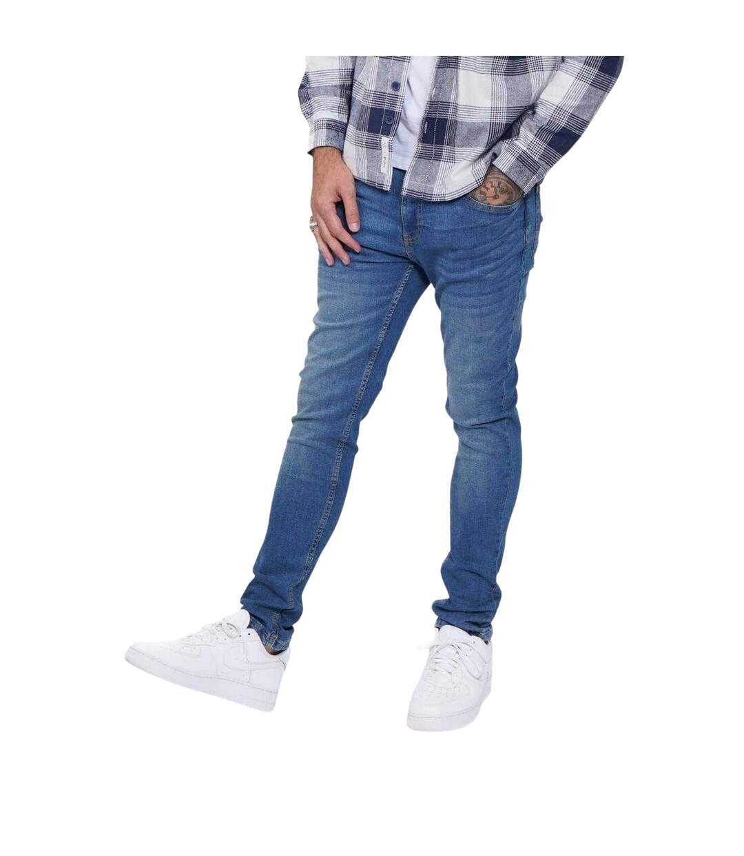 Mens Denim Skinny Jeans Mid Blue Firetrap-1